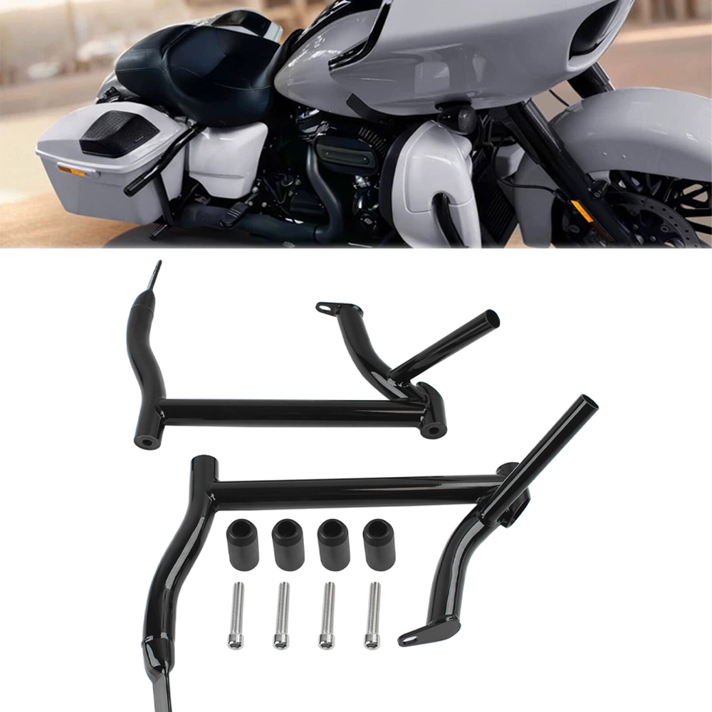 Motorcycle Gear Backpack - オートバイ黒サドルバッグガードレールバッグガードハーレーロードグライドストリートグライドロードキングエレクトラグライドウルトラ 2009-2024