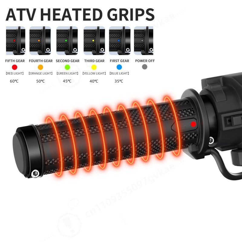 Handlebar Grip Heated - A3 ATV加熱ハンドグリップ 第4世代メモリヒーティングハンドルバーグリップ スノーモービル・デューンバギー用 5段階温度制御内蔵